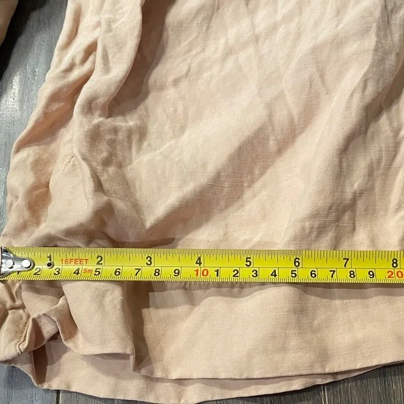 HALSTON Wide Leg Linen Blend Pants Beige Metallic Thread Elastic Waist Women's M - Picture 5 of 10